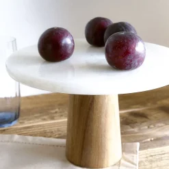 HOMLA Patera Marble Marmurowa Z Akacjowa Nozka 25X14,5 Cm Online