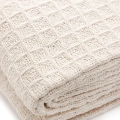 HOMLA Pled Vaffel Z Fredzlami Naturalny 130X170 Cm Ecru New