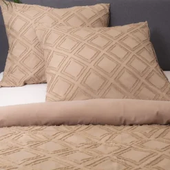 HOMLA Pościel Carre Z Mikrofibry Bezowa 160X200 Cm Bezowy Sale