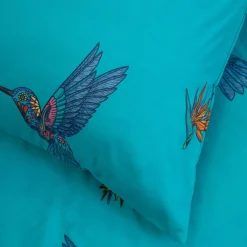 HOMLA Pościel Frida Kahlo Z Mikrofibry Turkusowa W Kolibry 200X220 Cm New