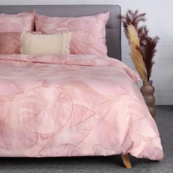 HOMLA Pościel Gallo Z Mikrofibry Rozowa W Liscie 200X220 Cm Rozowy