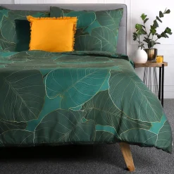 HOMLA Pościel Gallo Z Mikrofibry Zielona W Liscie 160X200 Cm Zielony Best