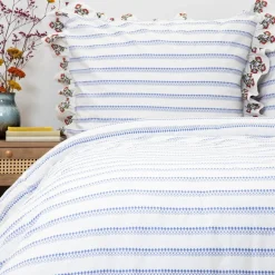 HOMLA Pościel Katina Bawelniana W Niebieski Wzor Z Falbanka 220X200 Cm Outlet