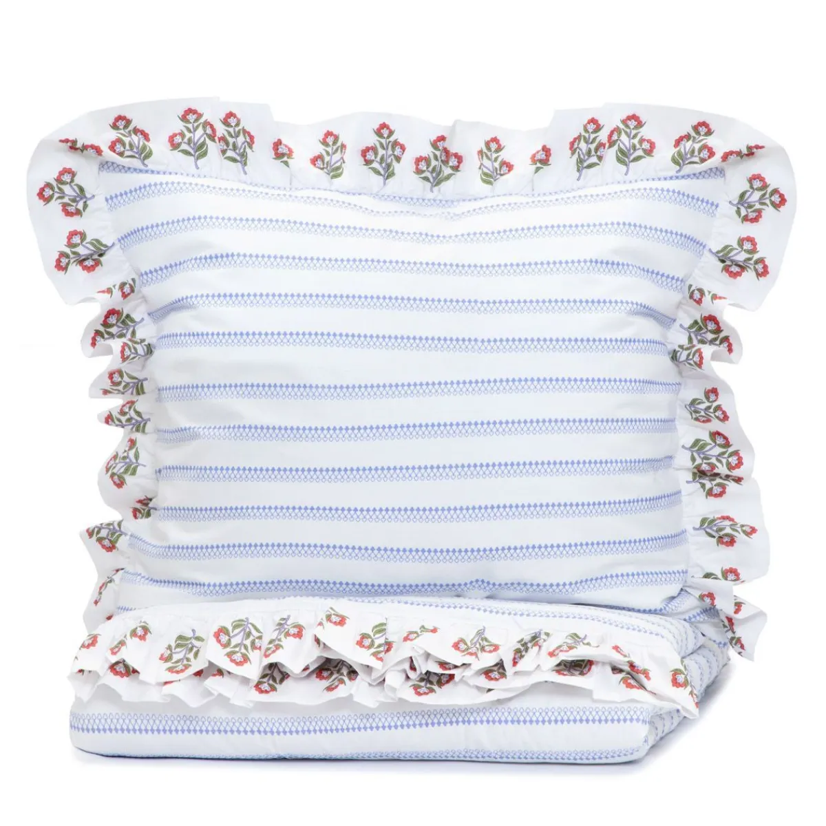 HOMLA Pościel Katina Bawelniana W Niebieski Wzor Z Falbanka 220X200 Cm Outlet