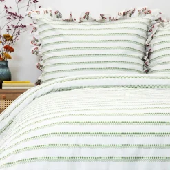 HOMLA Pościel Katina Bawelniana W Zielony Wzor Z Falbanka 160X200 Cm Outlet