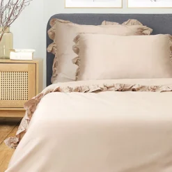 HOMLA Pościel Selin Satynowa Bezowa 160X200 Cm Bezowy Outlet