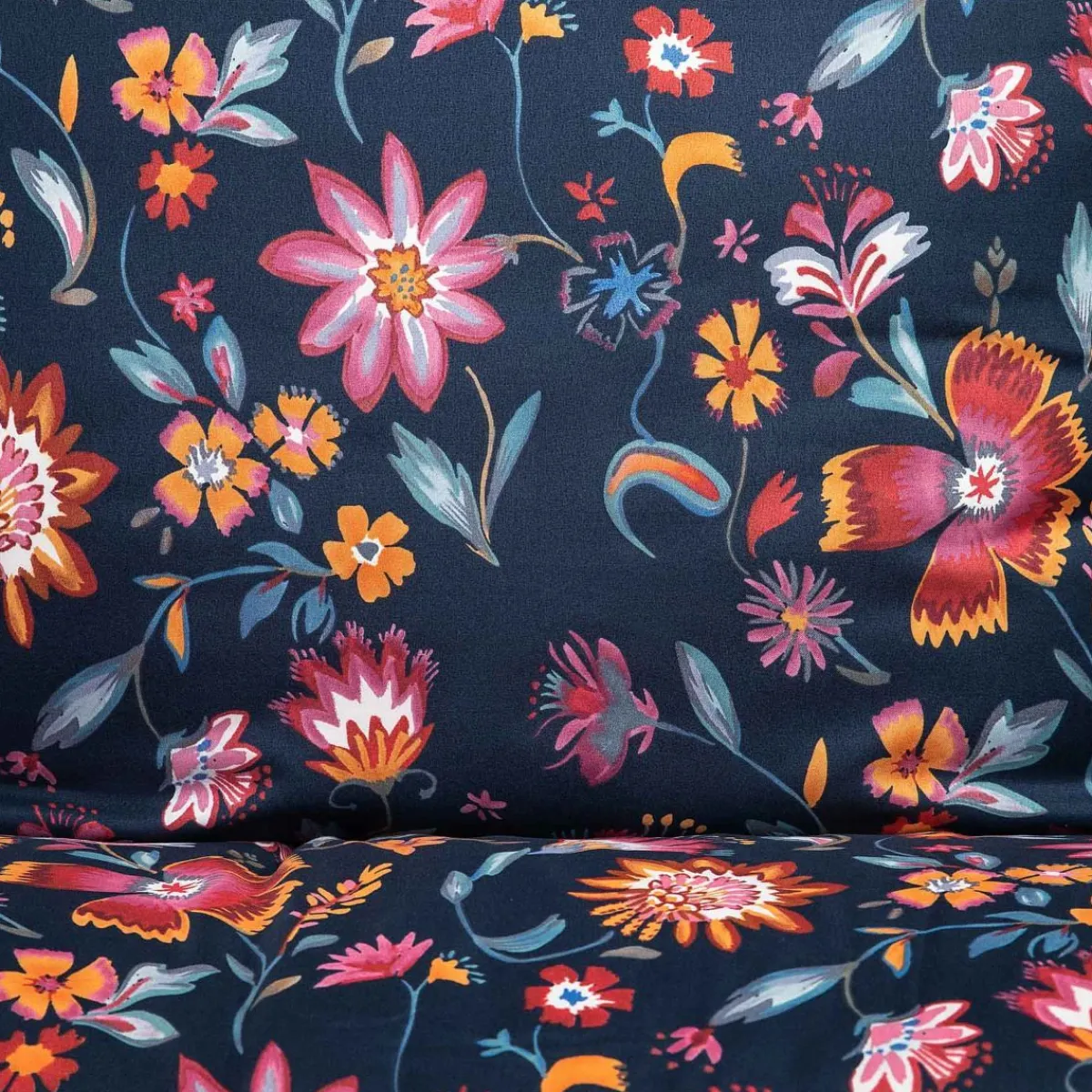 HOMLA Pościel Vabel Z Mikrofibry Granatowa W Liscie I Kwiaty 160X200 Cm Wielokolorowy Best