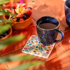 HOMLA Podkladka Melte Ceramiczna Kwiaty Roz Pomarancz Blekit 4 Szt. Outlet