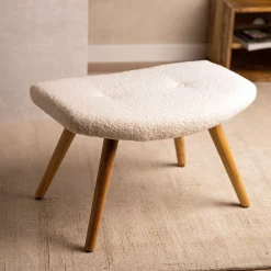 HOMLA PodNożek Moss Teddy Boucle W Tkaninie Teddy 61X41X38 Cm Bialy Clearance