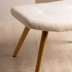 HOMLA PodNożek Moss Teddy Boucle W Tkaninie Teddy 61X41X38 Cm Bialy Clearance