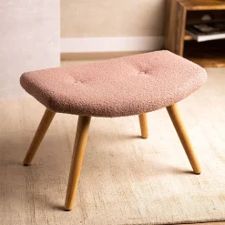 HOMLA PodNożek Moss Teddy Boucle W Tkaninie Teddy 61X41X38 Cm Rozowy Sale