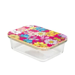 HOMLA Pojemnik Bambou Summer Z Bambusowa Pokrywka W Kwiaty 1,05 L Clearance