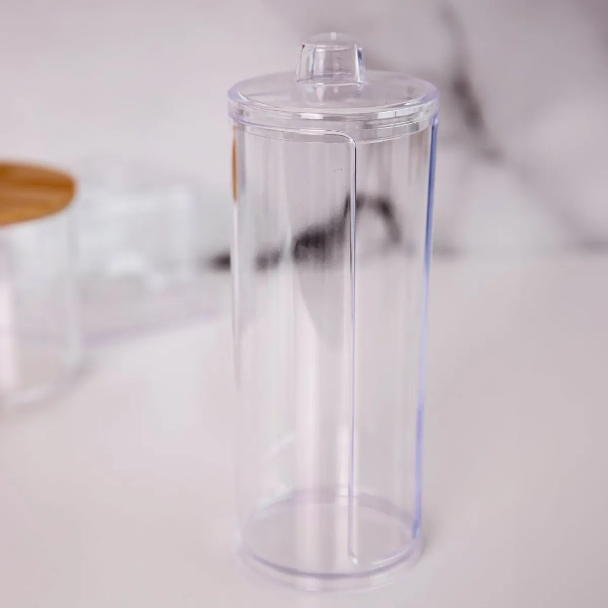 HOMLA Pojemnik Falsa Na Waciki Transparentny 7X7X18 Cm Przezroczysty Hot