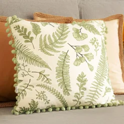 HOMLA Poszewka Ervas Ecru Z Motywem Roslinnym 45X45 Cm Wielokolorowy Outlet