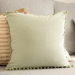 HOMLA Poszewka Eslov Pistacjowa Z Pomponami 45X45 Cm Zielony New