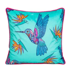 HOMLA Poszewka Frida Kahlo Z Kolibrami Turkusowa 45X45 Cm Online