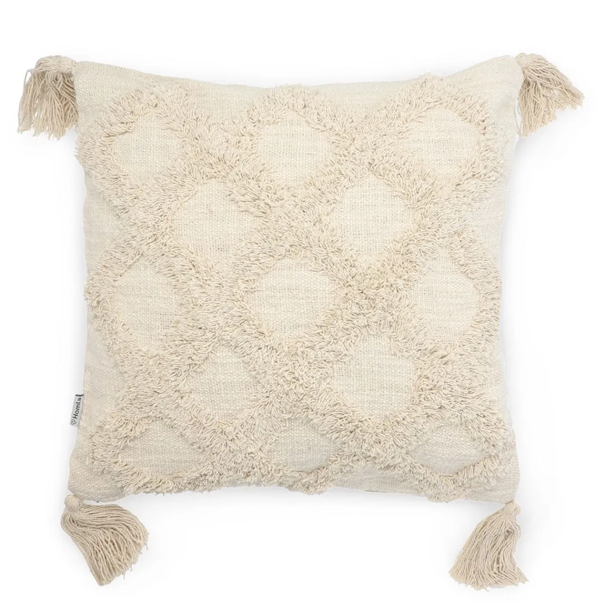 HOMLA Poszewka Monto Bezowa Z Fredzlami I Zdobieniami 45X45 Cm Naturalny New