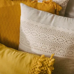 HOMLA Poszewka Renda Bezowa Z Koronka 45X45 Cm Naturalny Sale