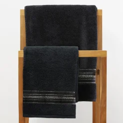 HOMLA Ręcznik Duke Z Paskami Lureksowymi 50X90 Cm Czarny Sale