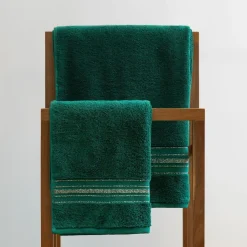 HOMLA Ręcznik Duke Z Paskami Lureksowymi 50X90 Cm Zielony New