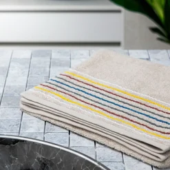 HOMLA Ręcznik Mikasa Bezowy Z Kolorowymi Paskami 50X90Cm Discount