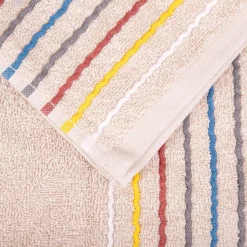 HOMLA Ręcznik Mikasa Bezowy Z Kolorowymi Paskami 70X130Cm Sale