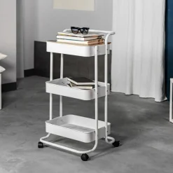 HOMLA Regal Na Kolkach Hylla Metalowy 90X43X42Cm Bialy Hot