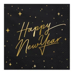 PARTYDECO Serwetki New Year Papierowe Czarne 20 Szt. 16,5X16,5 Cm Czarny Discount