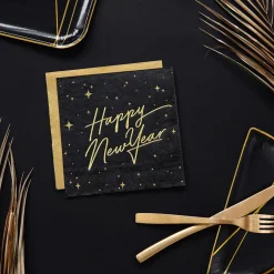 PARTYDECO Serwetki New Year Papierowe Czarne 20 Szt. 16,5X16,5 Cm Czarny Discount
