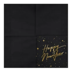 PARTYDECO Serwetki New Year Papierowe Czarne 20 Szt. 16,5X16,5 Cm Czarny Discount