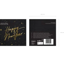 PARTYDECO Serwetki New Year Papierowe Czarne 20 Szt. 16,5X16,5 Cm Czarny Discount
