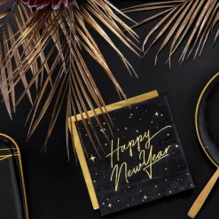 PARTYDECO Serwetki New Year Papierowe Czarne 20 Szt. 16,5X16,5 Cm Czarny Discount