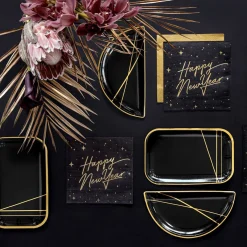 PARTYDECO Serwetki New Year Papierowe Czarne 20 Szt. 16,5X16,5 Cm Czarny Discount