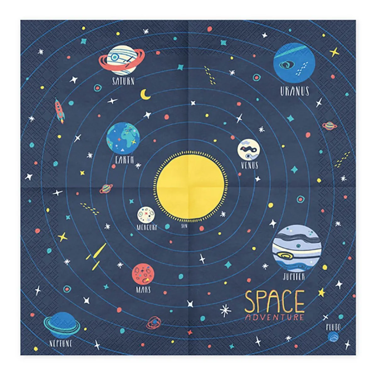 PARTYDECO Serwetki Space Papierowe Z Nadrukiem 20 Szt. 16X16 Cm Granatowy Best