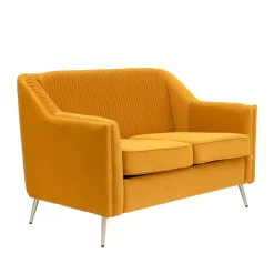 HOMLA Sofa Avant Sofa 2-Osobowa, Welurowa Musztardowa 127X82X81.5 Cm New
