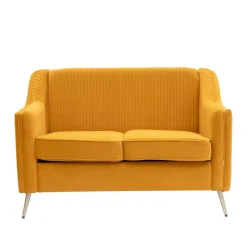 HOMLA Sofa Avant Sofa 2-Osobowa, Welurowa Musztardowa 127X82X81.5 Cm New