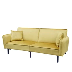 HOMLA Sofa Canto 3-Osobowa, Z Funkcja Spania, Welurowa Musztardowa 199X90X85 Cm Outlet