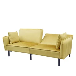 HOMLA Sofa Canto 3-Osobowa, Z Funkcja Spania, Welurowa Musztardowa 199X90X85 Cm Outlet