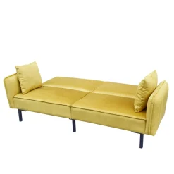 HOMLA Sofa Canto 3-Osobowa, Z Funkcja Spania, Welurowa Musztardowa 199X90X85 Cm Outlet