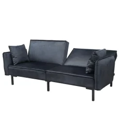 HOMLA Sofa Canto 3-Osobowa, Z Funkcja Spania, Welurowa Czarna 199X90X85 Cm Online