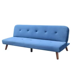 HOMLA Sofa Rinko Sofa 3-Osobowa, Z Funkcja Spania, Welurowa Granatowa 195X81X74 Cm Hot