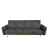 HOMLA Sofa Samtige 3-Osobowa, Z Funkcja Spania, Czarna 212X84X86.5 Cm Best
