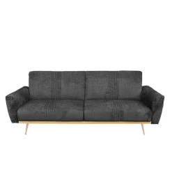 HOMLA Sofa Samtige 3-Osobowa, Z Funkcja Spania, Czarna 212X84X86.5 Cm Best