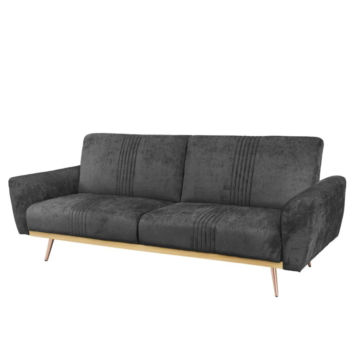HOMLA Sofa Samtige 3-Osobowa, Z Funkcja Spania, Czarna 212X84X86.5 Cm Best