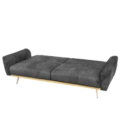 HOMLA Sofa Samtige 3-Osobowa, Z Funkcja Spania, Czarna 212X84X86.5 Cm Best