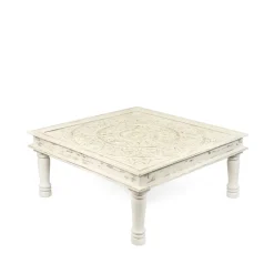 HOMLA Stolik Kawowy Banhi Lite Drewno Mango Zlobione 100X100X45 Cm Naturalny Hot