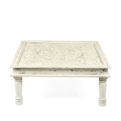 HOMLA Stolik Kawowy Banhi Lite Drewno Mango Zlobione 100X100X45 Cm Naturalny Hot