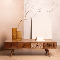 HOMLA Stolik Kawowy Tayo Lite Drewno Mango 117X65X35 Cm Naturalny Discount