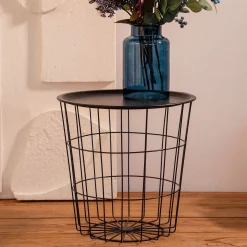 HOMLA Stolik Scandi Czarny Z Czarnym Batem 40X40X40 Cm Discount
