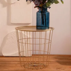 HOMLA Stolik Scandi Zloty Z Czarnym Blatem 43X43X43 Cm Discount